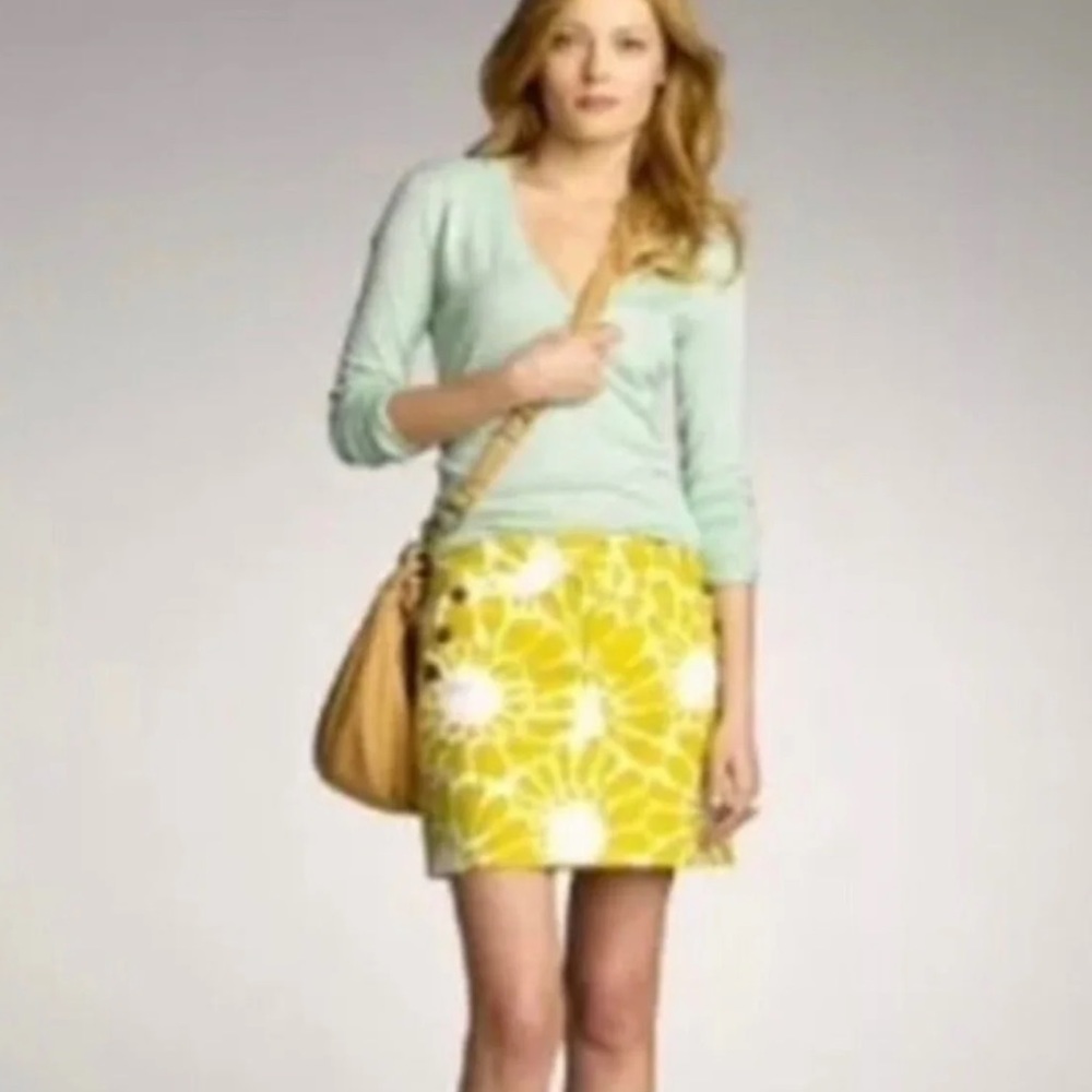 J.Crew SZ 2 Floral Sunburst Mini Skirt Chartreuse